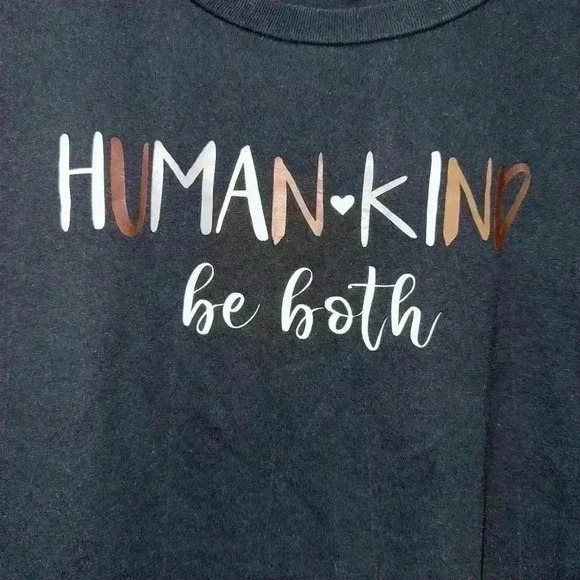 “Human-Kind be Both” Anvil T-Shirt Black & Brown L for Women - Picture 2 of 8